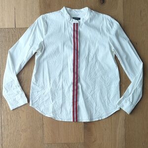 Halogen | White Long Sleeve Button Down with Red Trim